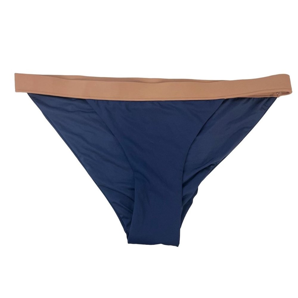 Onia Leila Bikini Bottoms in Navy Blue & Tan NWOT - Size Large‎